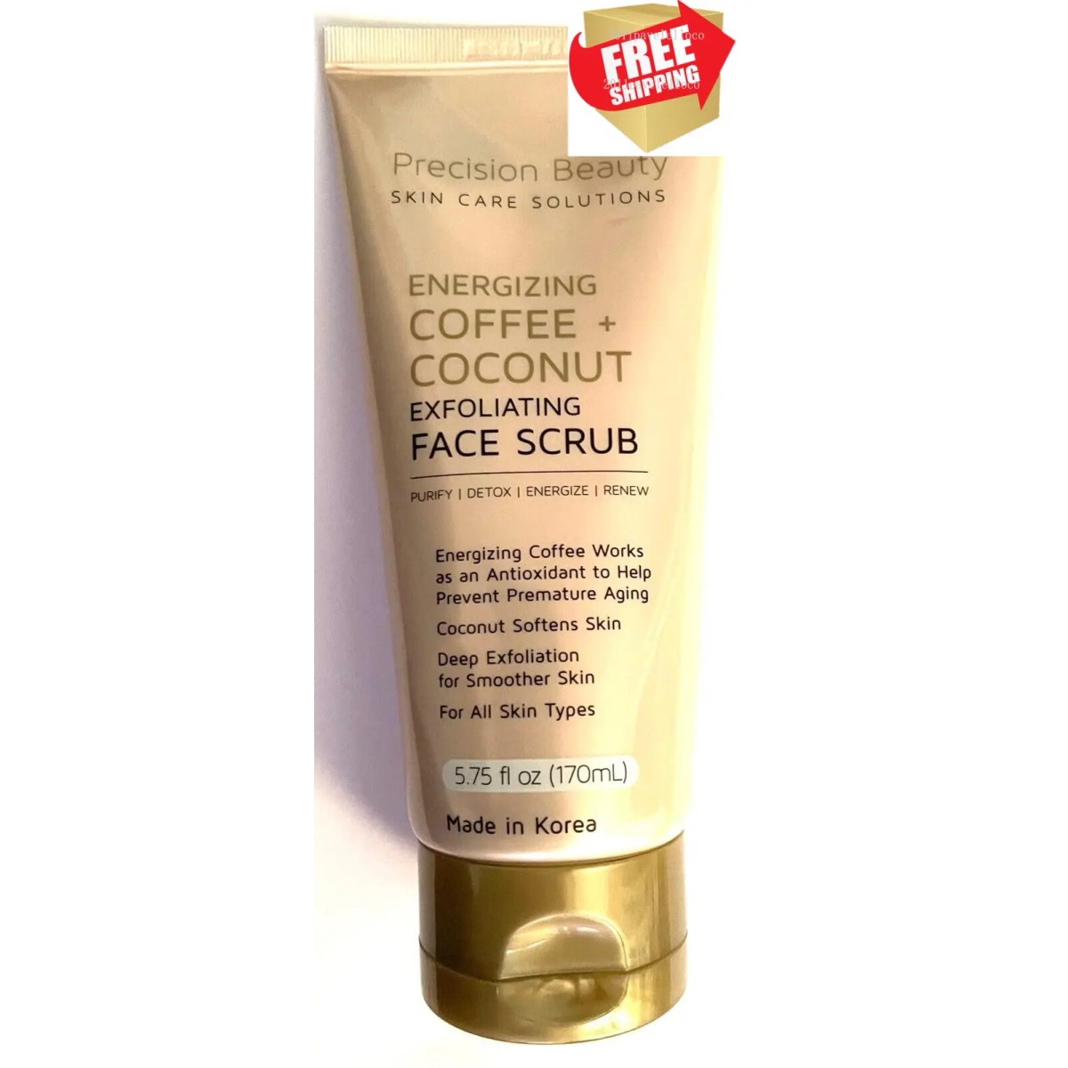 Precision Beauty Energizing Coffee + Coconut Exfoliating Face Scrub — Exfoliantes de Saviat Skincare